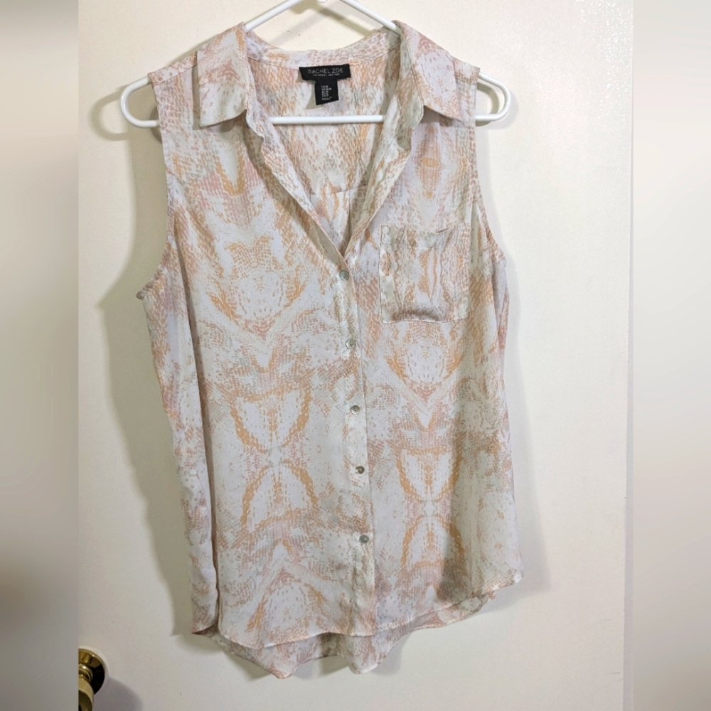 Rachel Zoe snakeskin sleeveless blouse